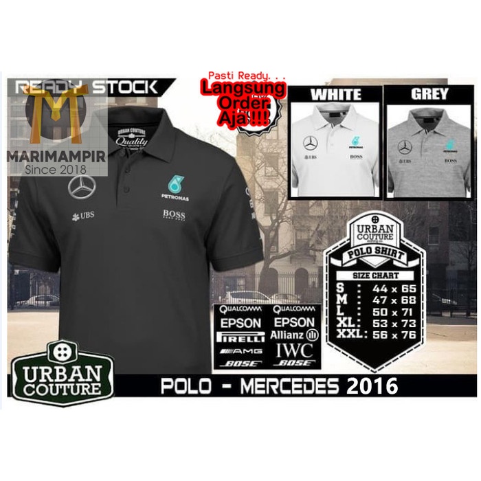 Marimampir T-shirt POLO - F1 MERCEDES 1 - Hitam, XL
