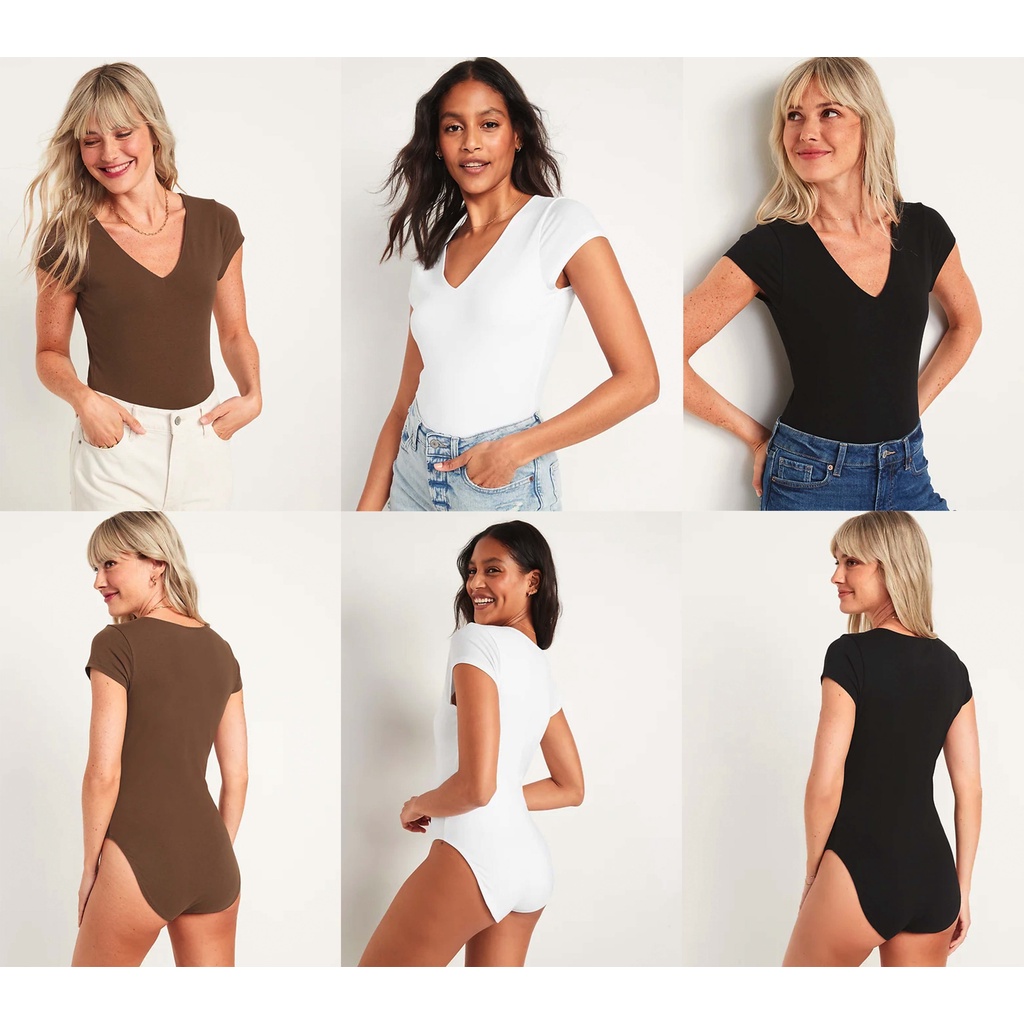 Old Navy Bodysuit Short Sleeve V-Neck for Women | Kaos Polos V-neck Lengan Pendek Wanita