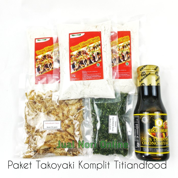 

pakai-siap-tepung-bumbu-tepung- paket takoyaki komplit titiandfood dengan kikkoman saus takoyaki