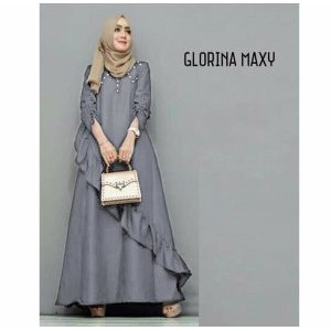 Kr Maxi Glorina Gamis Syari Gaun Pesta Mewah Cantik Hijab Baju Muslim Wanita Trendy Modis Elegan Si