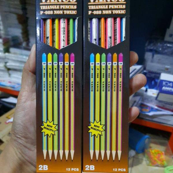 

ㆀ 1pak pensil serut 2b vanco triangle isi 12 ..,..