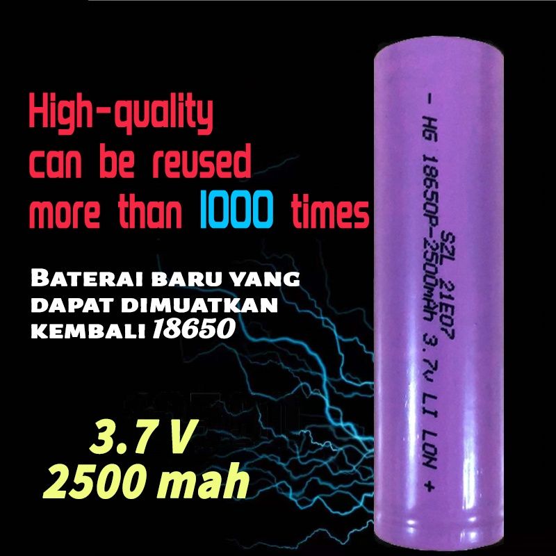 RECHARGEABLE 18650 Baterai 3.7V/2500 mAh 1500mah 100% aman Authentic Battery