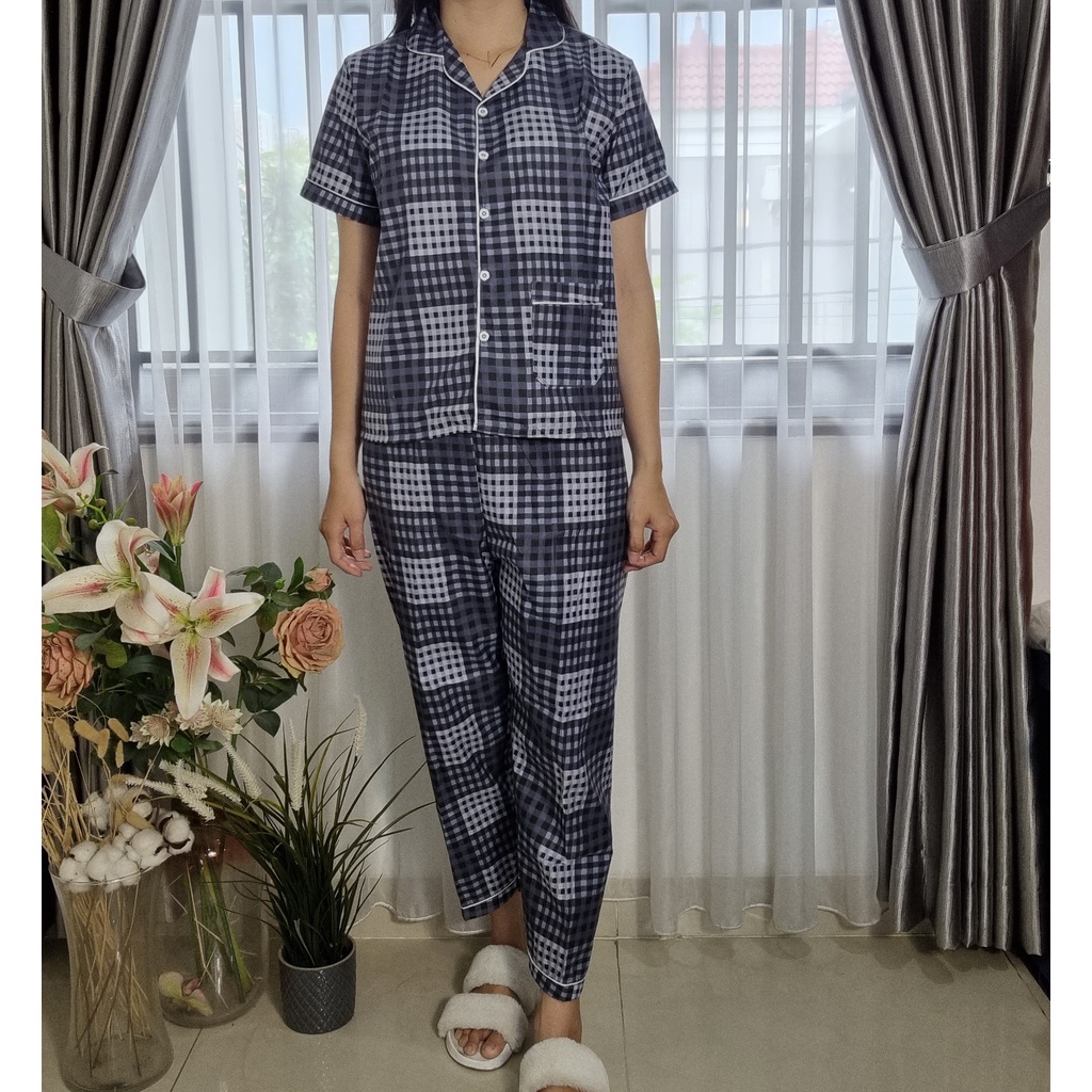 VIBELLECP - CP Vibelle shop grosir baju tidur piyama karakter fashion murah wanita-CP KOTAK ABU