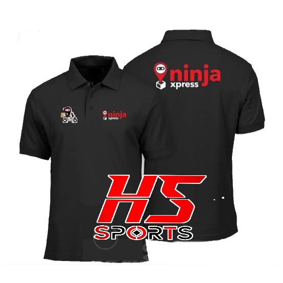 POLO SHIRT NINJA XPRESS EXPRESS KAOS TSHIRT BLACK JASA KIRIM BAJU KERAH