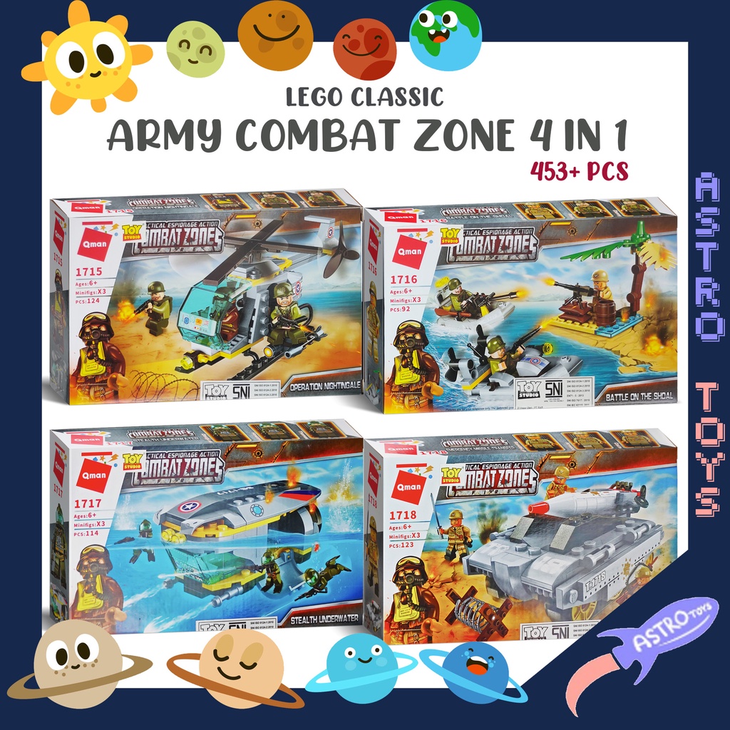 Mainan Lego Tentara Kendaraan dan Minifigure Combat Zone 4 In 1