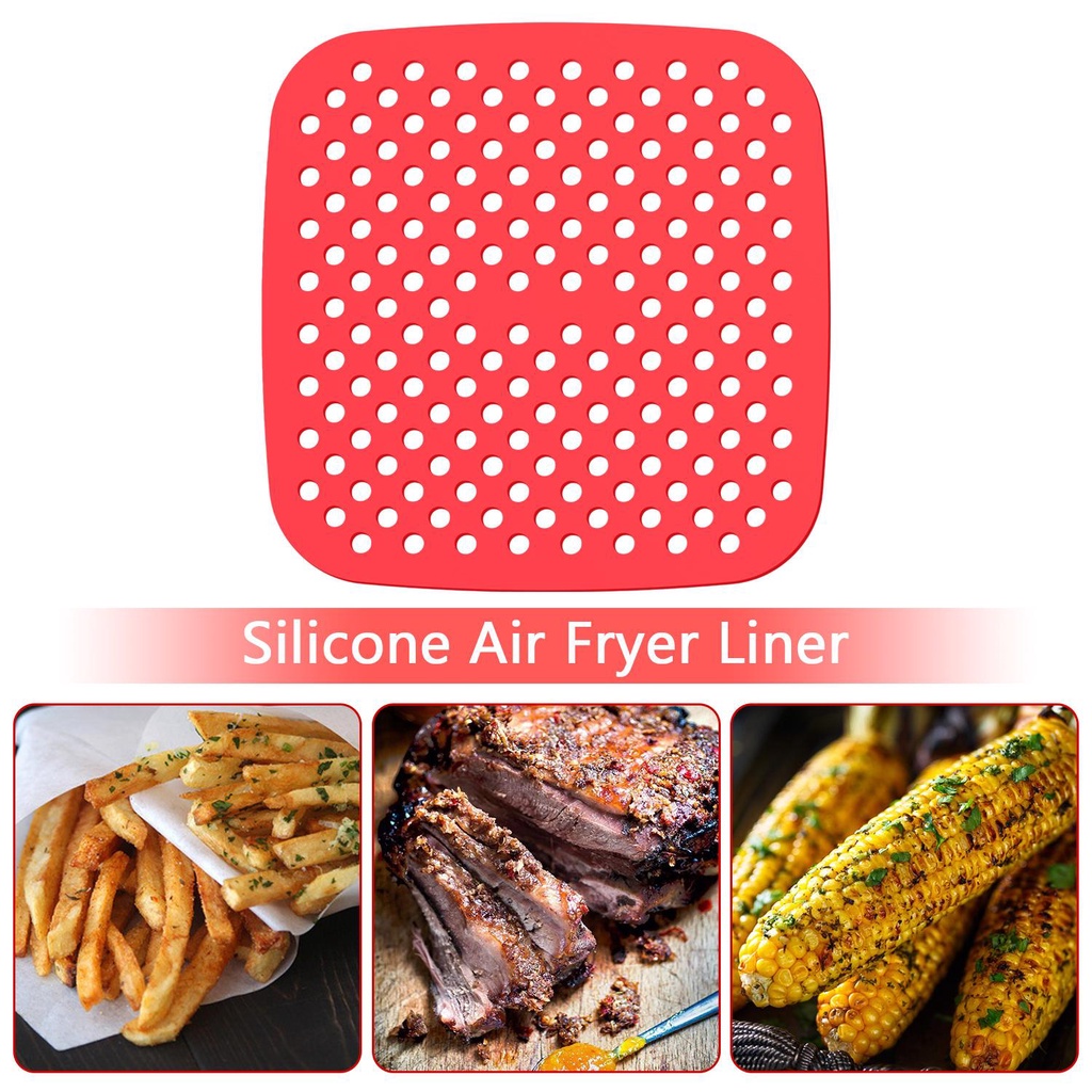 Solighter 2pack Air Fryer Liners Aksesoris Pembuatan Dapur Tikar Merah Dapur Bulat Besar Anti Lengket