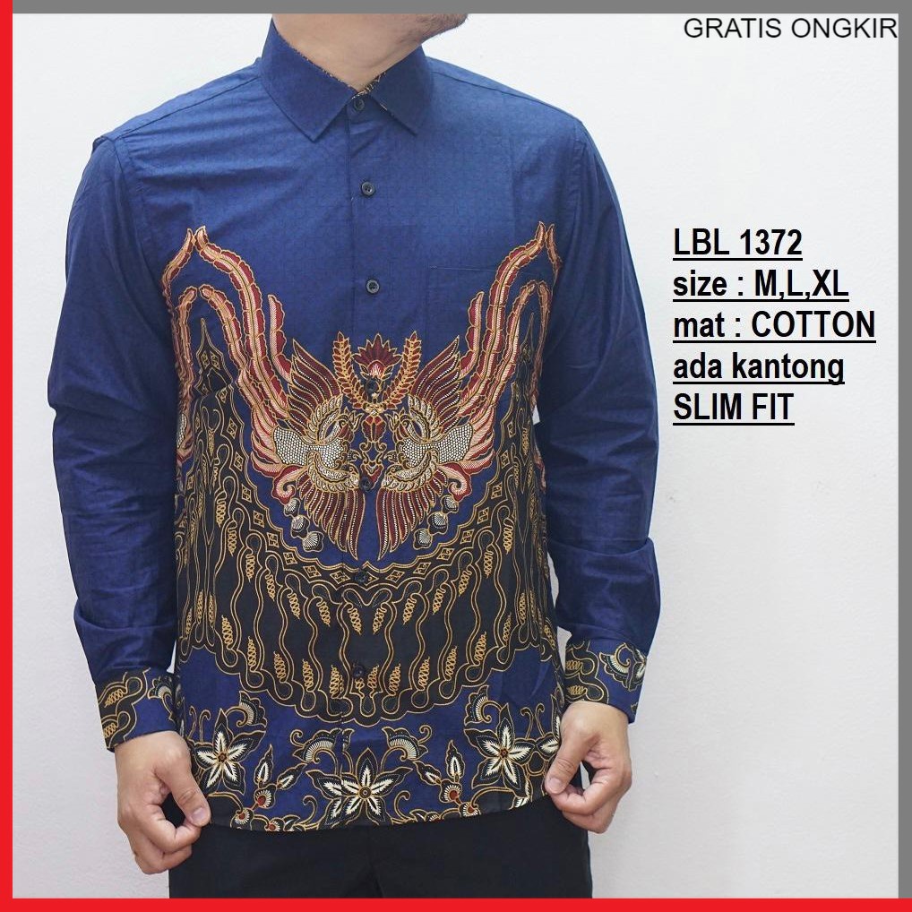 KEMEJA PRIA BATIK LENGAN PENDEK HEM BAHAN KATUN HALUS LBL 1372 BAJU MODERN MEWAH SLIMFIT SLIM FIT BY JAKARTA