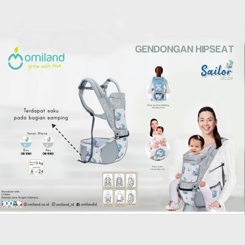 Omiland Hipseat 6 Posisi Sailor Series OB15161/OB15162 - Gendongan Hipseat