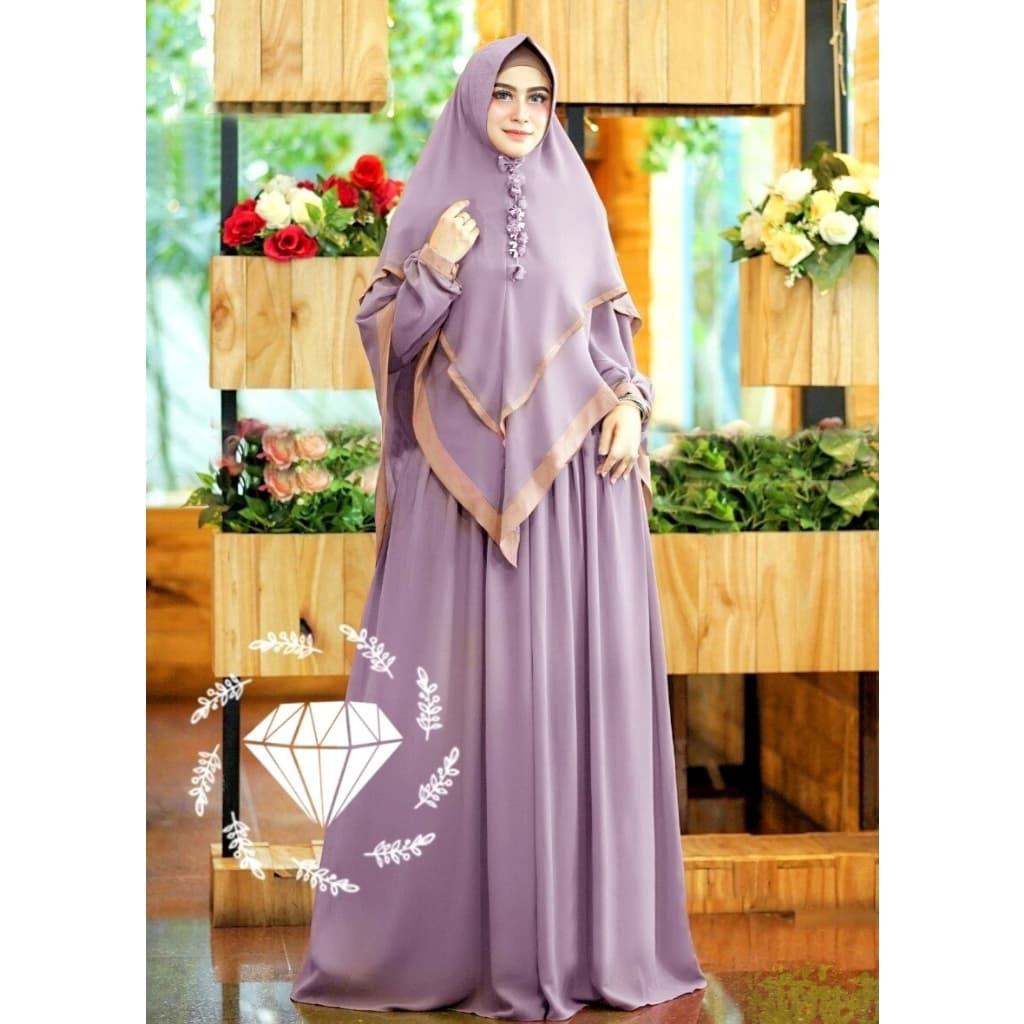 SMARTDN Best Seller Gamis syari aryana ungu ke abu an baju muslim pesta murah sy ary vt Terbatas