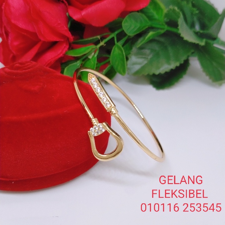 Gelang Tangan Fleksibel Bangle Wanita Titanium Xuping Perhiasan Aksesoris Fashion Lapis Emas Anti Karat