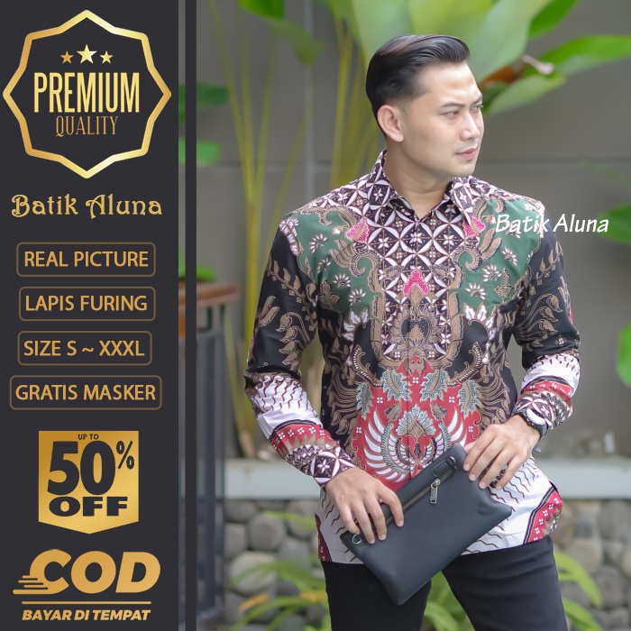 BATIK PRIA LENGAN PANJANG MEWAH PREMIUM ALUNA PRABUSENO SHANGHAI KERIS KEMEJA BATIK ACARA NIKAHAN KE