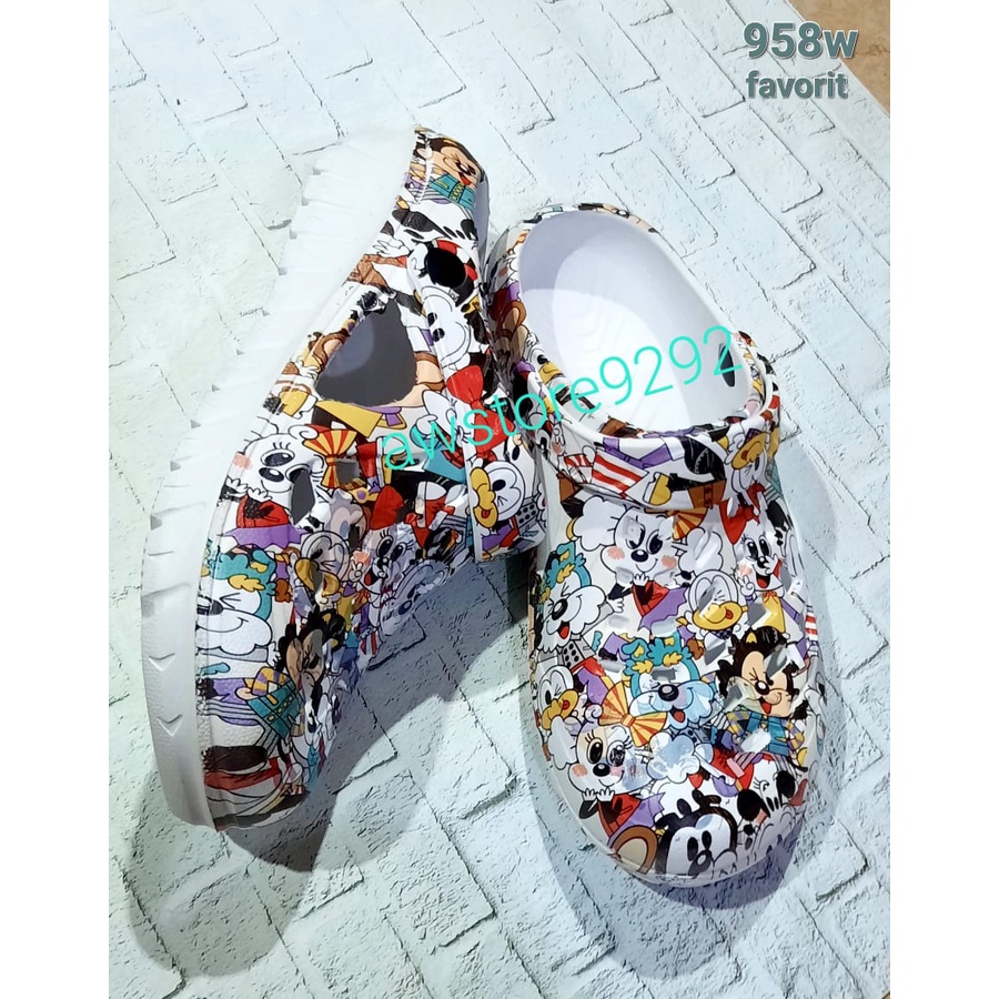 Motif FAVORITE 956 958 HEMA Sandal Kodok Slop Karet Anti Slip Empuk Model Printing Kartun Lucu PRIA WANITA ANAK