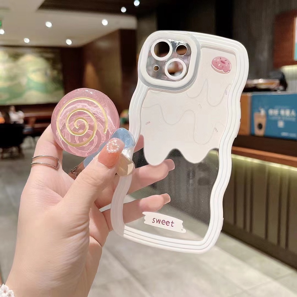 Cute and creative girl three-piece case iphone 11 12 pro max 13 pro max X/Xs XR 7plus/8plus lanyard + fun candy holder all-inclusive shockproof soft shell case