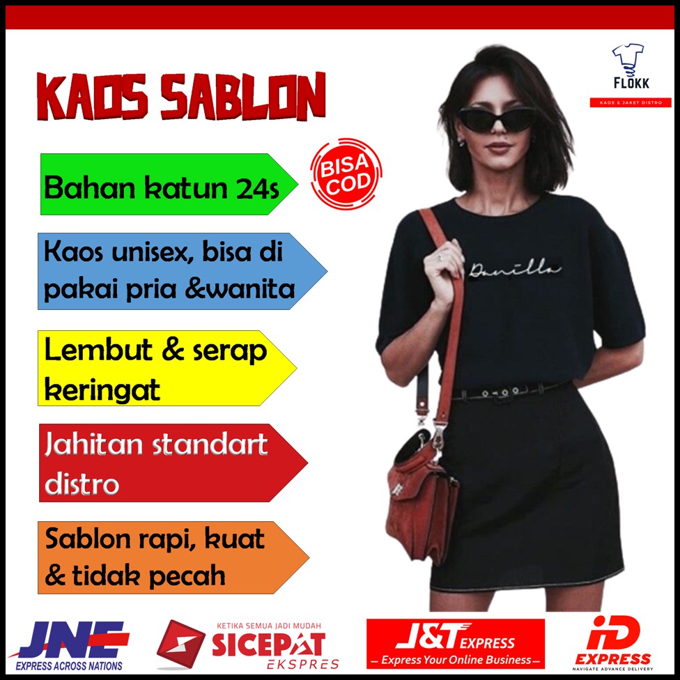 Baju kaos oversize wanita pria distro jumbo lengan panjang dan pendek keren murah musik danilla