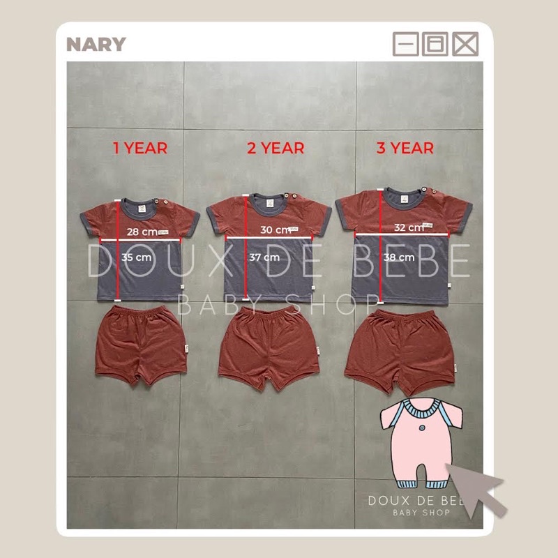 [MOMMYONLINE] NARY BABY WEAR - Nary Baju Bayi / Nary Kaos Bayi Lengan Pendek Celana Pendek (2 COLOR) 1 SET/1 STEL / Baju Anak Murah 2 warna 1 SET/1 STEL 1-3 tahun / 1-3 year - Earth Series / Nature Series (seperti LIBBY EARTH SERIES)