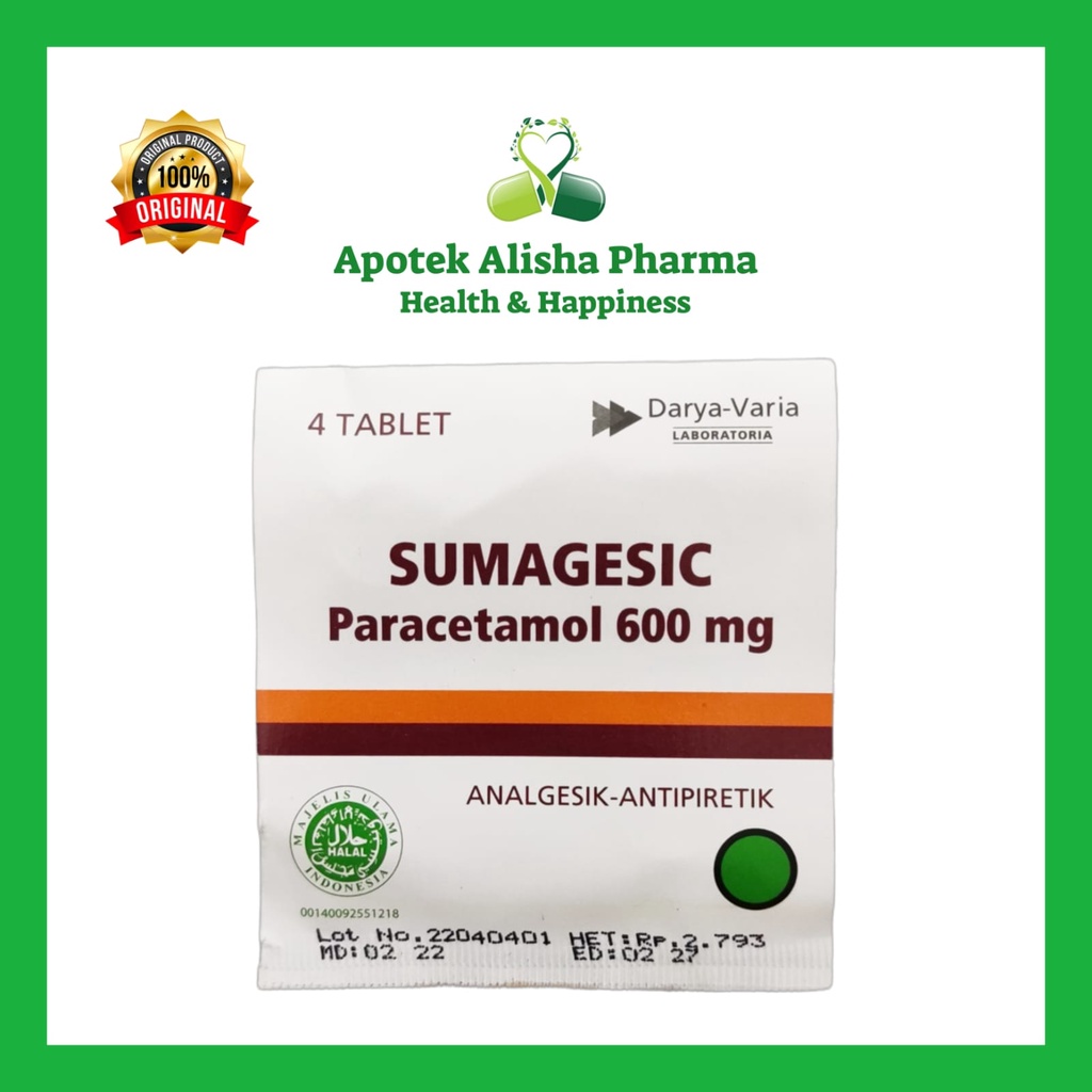 SUMAGESIC Strip 4 Tablet - Sumagesik Tablet / Obat Parasetamol / Pusing / Pereda Nyeri / Penurun Panas Demam / Sakit Kepala / Migrain