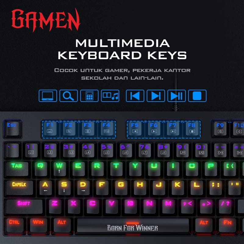 C_   GAMEN Titan II Mechanical Pluggable Switch Gaming Keyboard Wired-Original