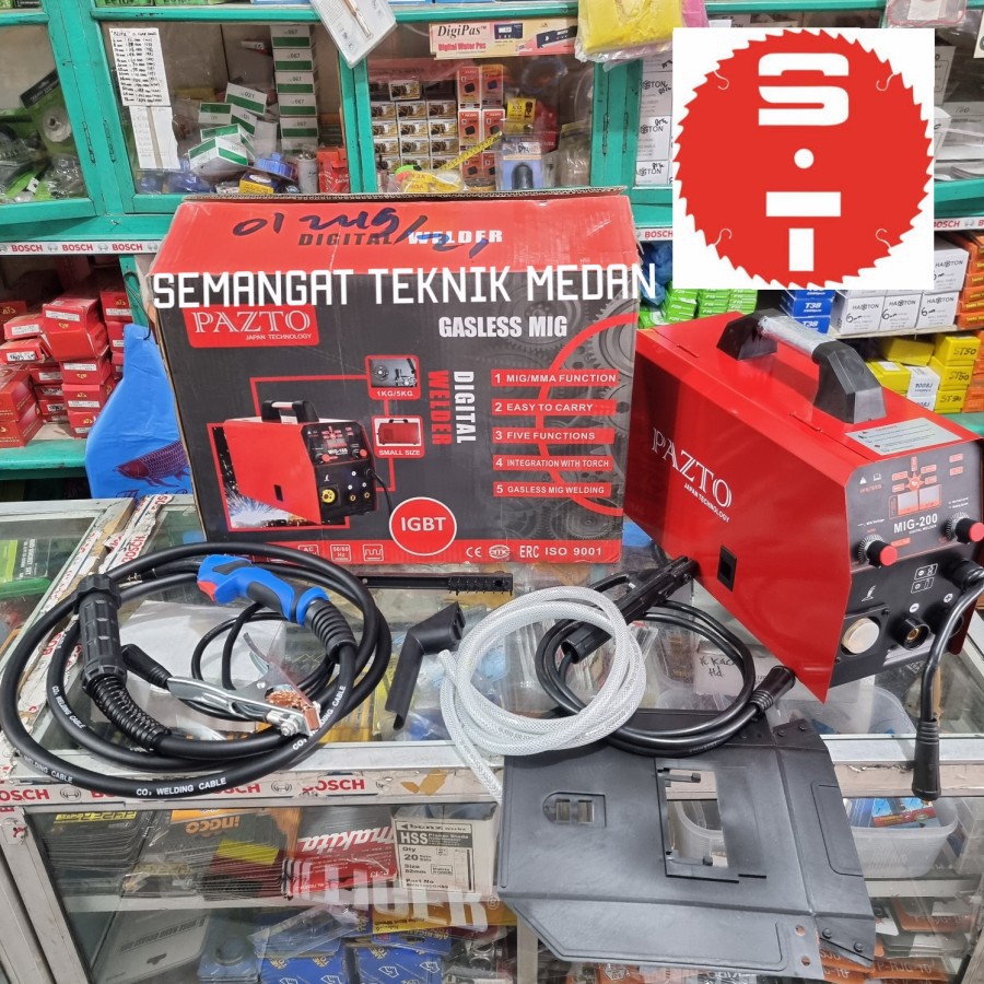 MIG-200 MESIN TRAFO LAS MIG STAINLESS MMA TANPA GAS CO2 200A PAZTO