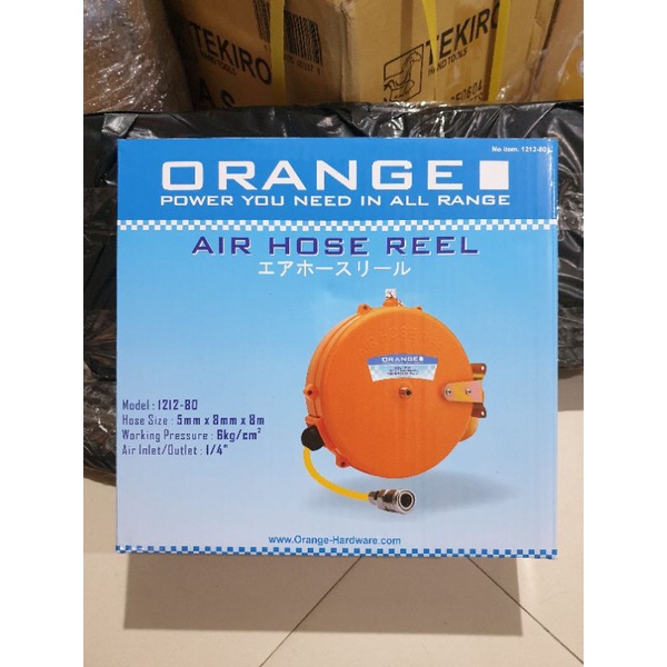 AIR HOSE REEL GULUNGAN SELANG ANGIN KOMPRESOR ORANGE 8 METER