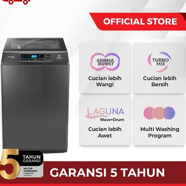 POLYTRON Mesin Cuci 1 Tabung Zeromatic Laguna series Hijab 8 KG - PAW 8028 W Y Top Loading