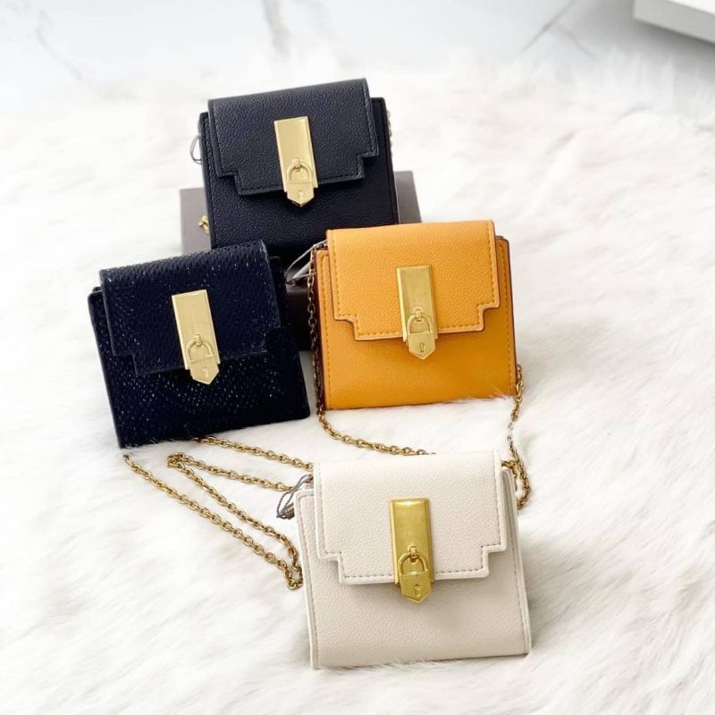 Tas mini ck selempang dompet hitam croco kuning putih