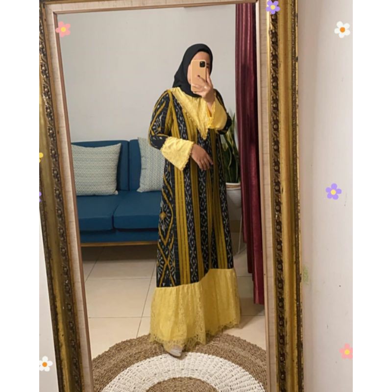 gamis tenun ikt etnic lurik dreess panjang