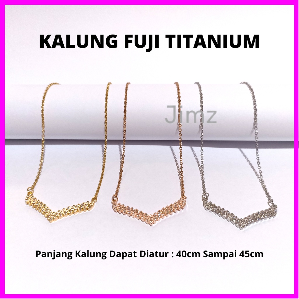 Kalung Fuji Mata Diamond Titanium Perhiasan Fuji Kalung Rantai Dengan Liontin Mata V Bahan Titanium Untuk Wanita