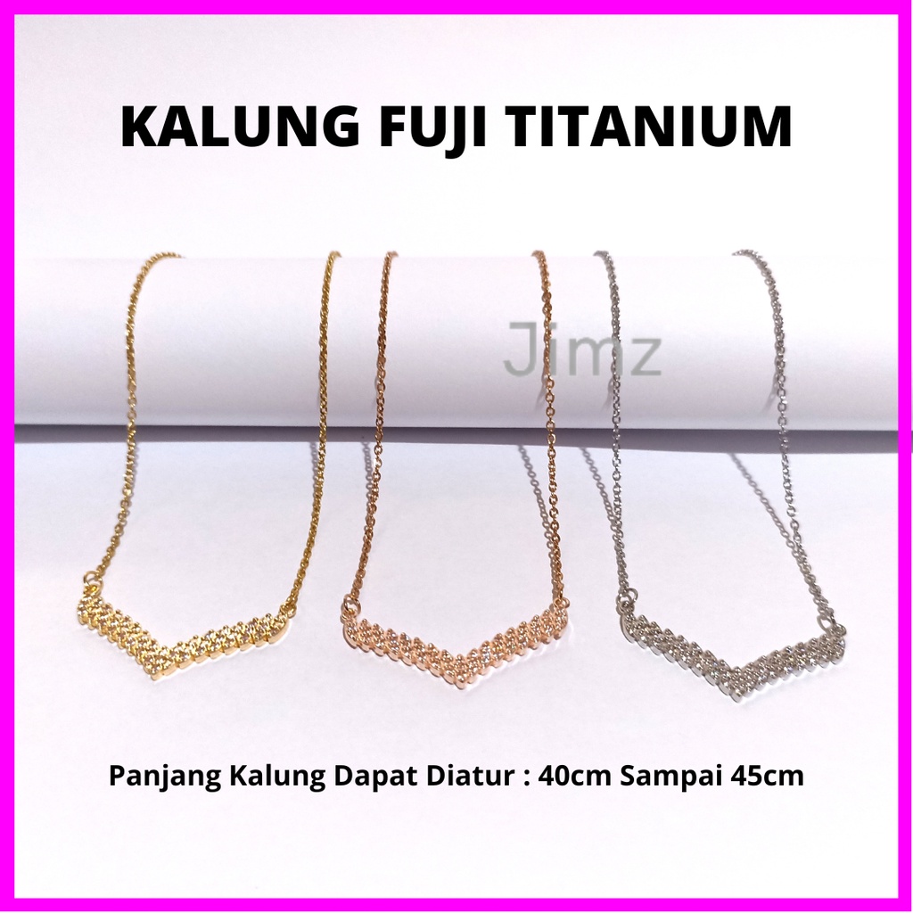 Kalung Fuji Mata Diamond Titanium Perhiasan Fuji Kalung Rantai Dengan Liontin Mata V Bahan Titanium Untuk Wanita