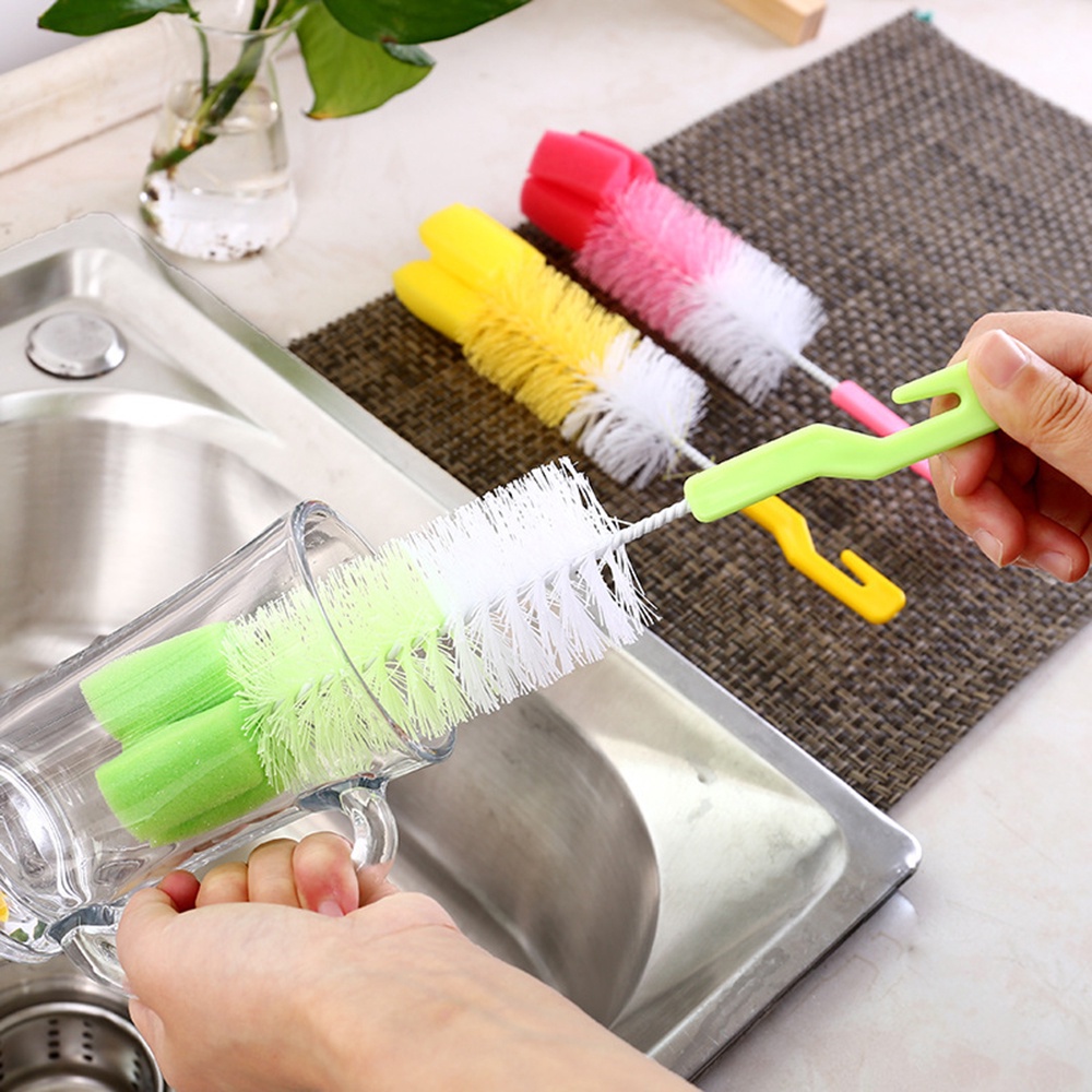 aaoottuuoo5.id Cod   1pc Kitchen Household Long Handle Bottle Wool Sponge Glass Cleaning Tool 360 Degree Rotating Brush