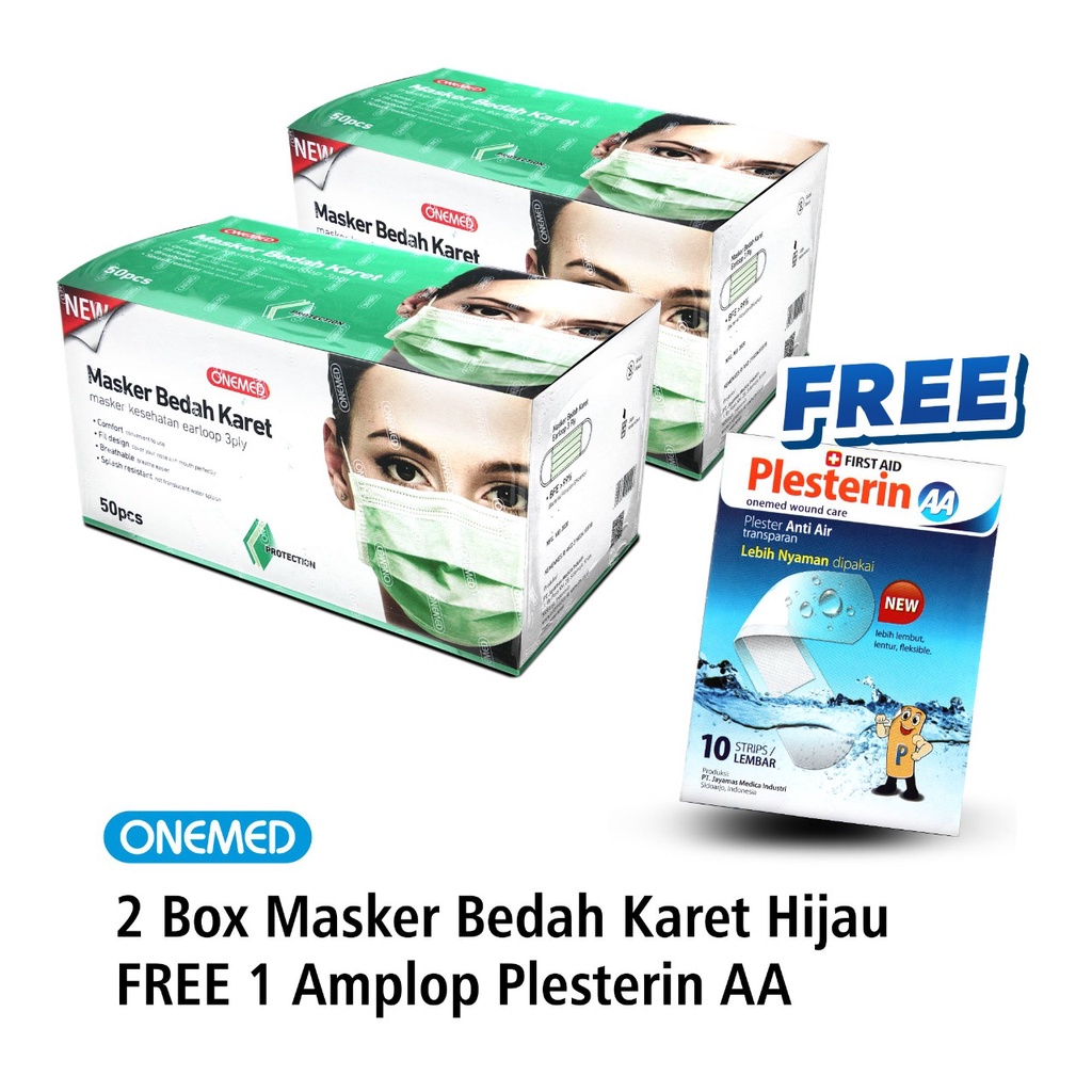 Masker Karet Medis Warna OneMed 2 Box Free Plesterin AA Amplop