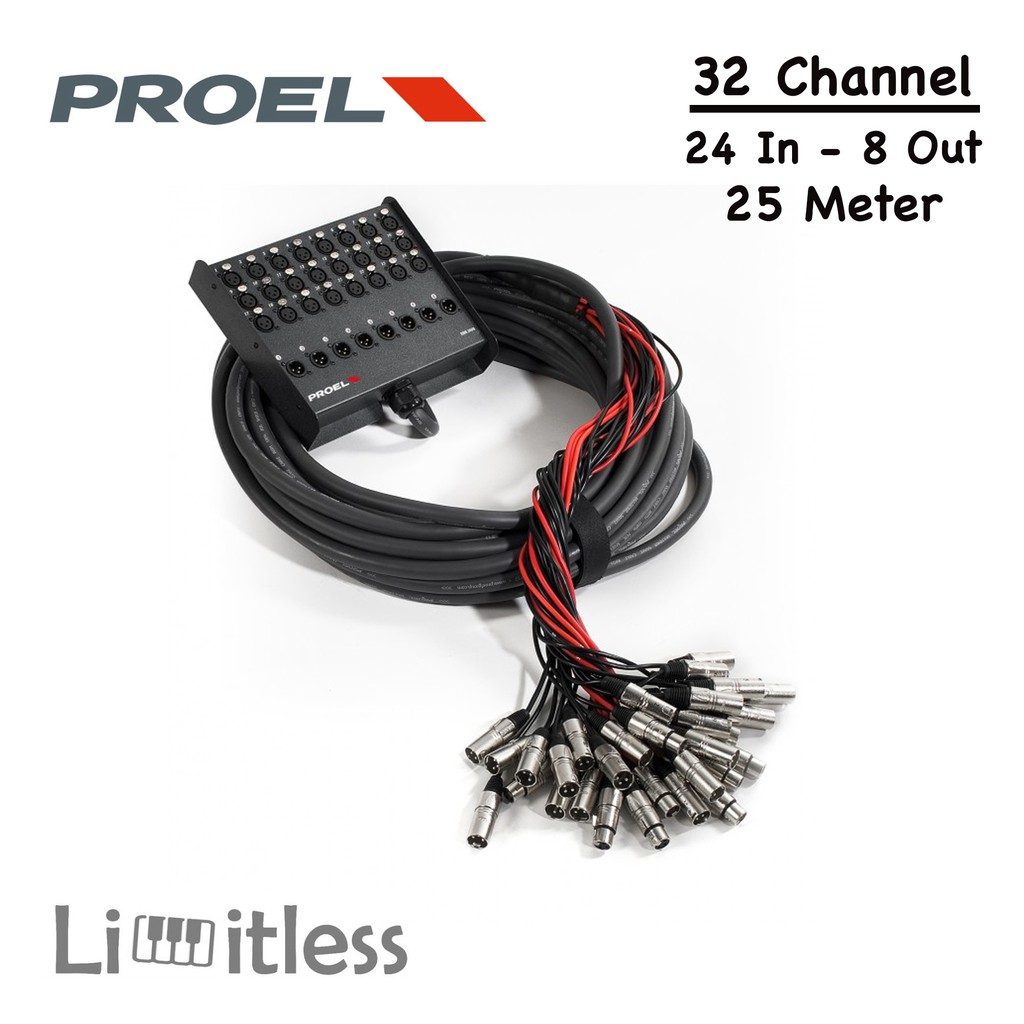 Snake Kabel 32 Chanel 24 In 8 Out 25 Meter Proel EBN2408 Original