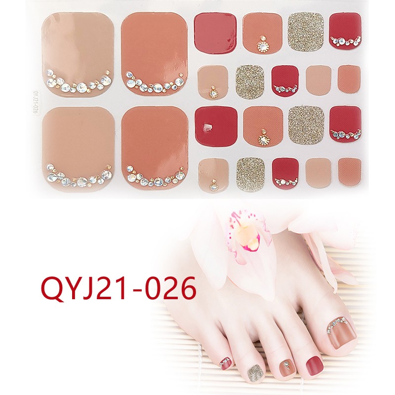 Qyj21-021 - 040 22pcs / Lembar Stiker Kuku Kaki 3d Diy Untuk Nail Art