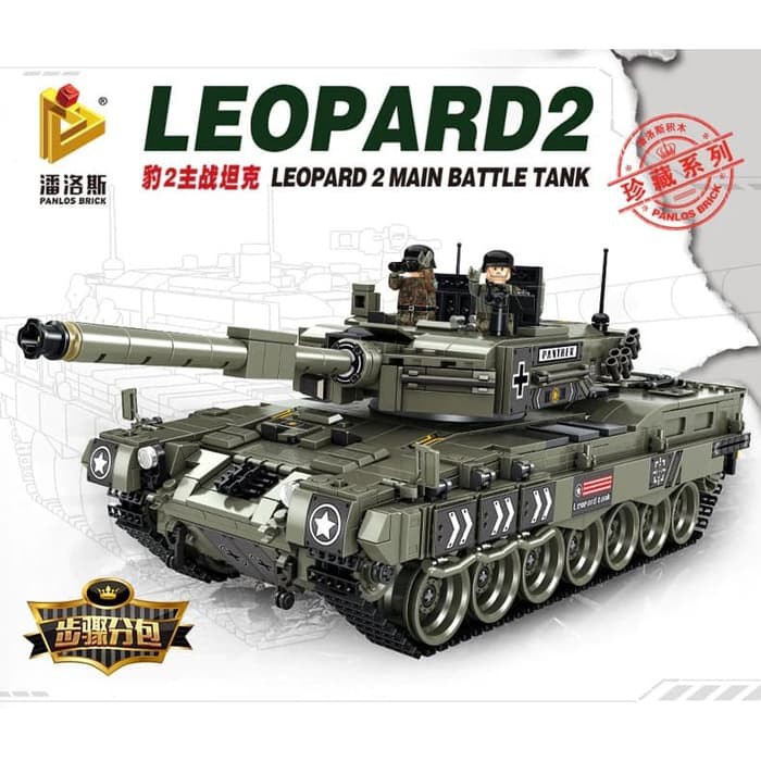 Brick Panlos 632003 676002 Technic Military Battle Tank Leopard 2 Mainan Original Product