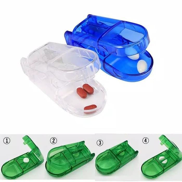 3KO Kotak Obat Alat Pisau Potong Obat Pill Cutter Case 2 in 1