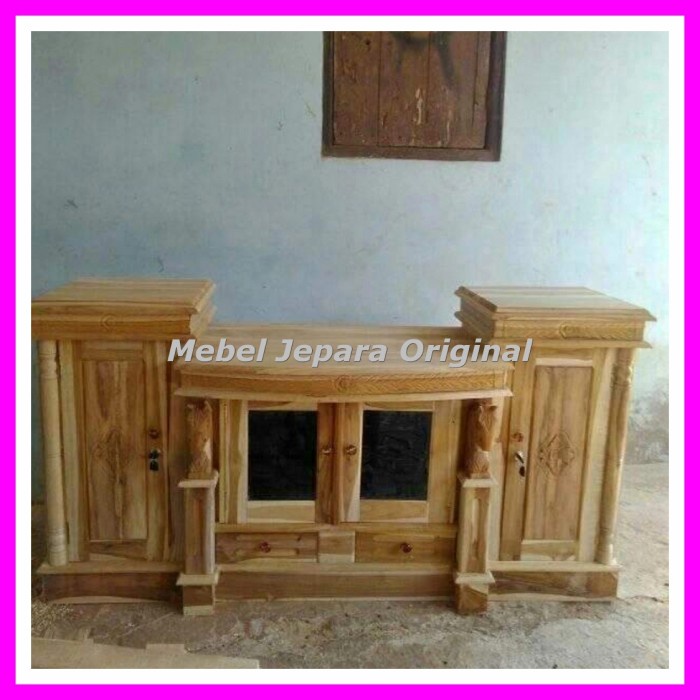 Meja Tv Ukir Kuda Kayu Jati - Bufet Tv Jati Jepara Mentahan Original