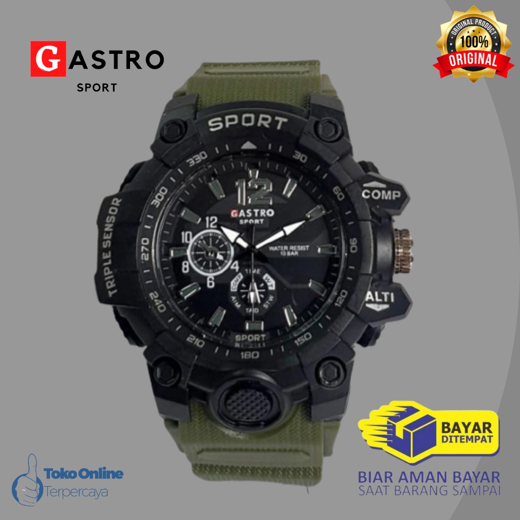 [ COD ]  Jam Tangan Pria Sporty Gastro Rubber Original Tahan Air Fashion Business Auto Date Analog