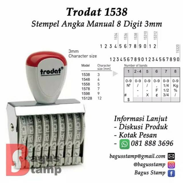 

Stempel Angka Manual 8 Digit 3mm 3 mm Trodat 1538