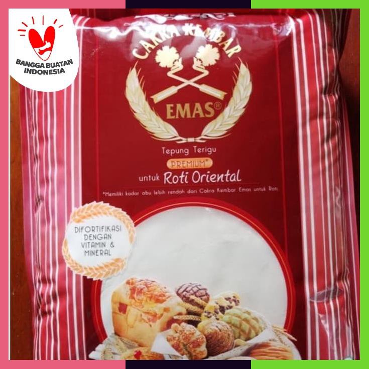 

Cakra Kembar Emas Roti Ental 5Kg, Tepung Protein Tinggi U Roti/Kue