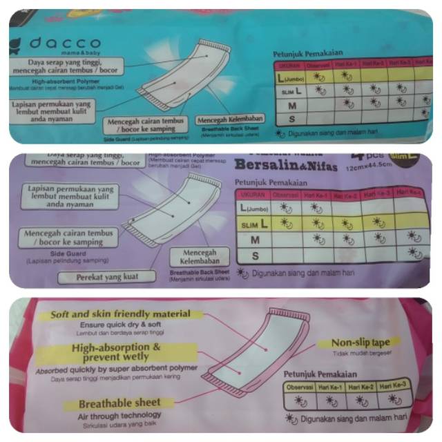 Pembalut BERSALIN / NIFAS 4 pcs JAPAN Technology Mama  Nyaman, Hygenis Dacco osaki ens