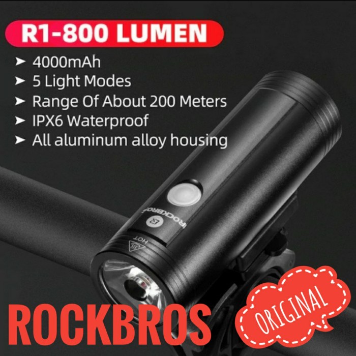 Lampu Sepeda Rockbros R1 800 Lumen Original