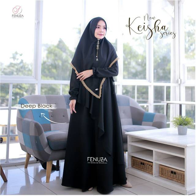 Gamis set khimar New Keisya dress size XS, S dan L ori Fenuza busana muslim busui