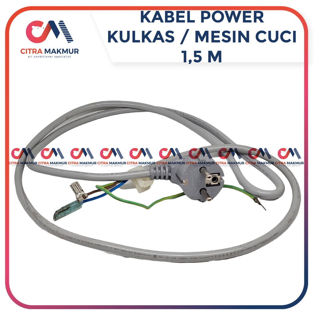 Kabel Power Kulkas Mesin Cuci 1,5 meter Setrum Listrik Colokan 1 2 pintu Aqua