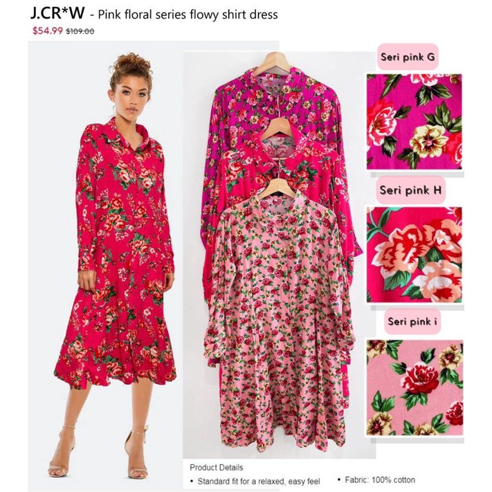 Jcr*w flora series longsleeved shirt dress