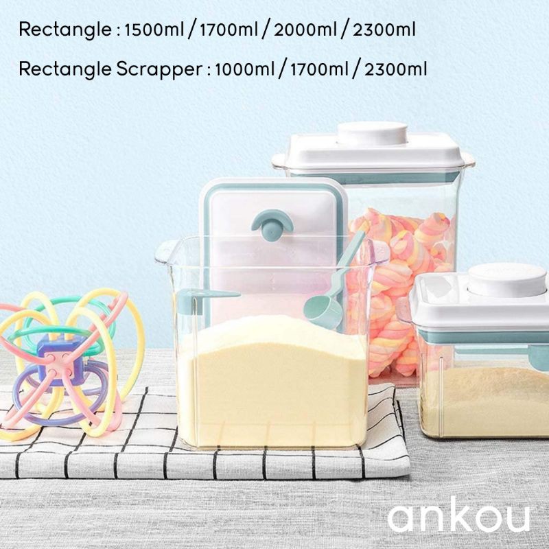 Ankou - Toples ( Tempat susu bubuk) 1000ml / 1500ml / 1700ml / 2000ml / 2300ml Scrapper dan NON