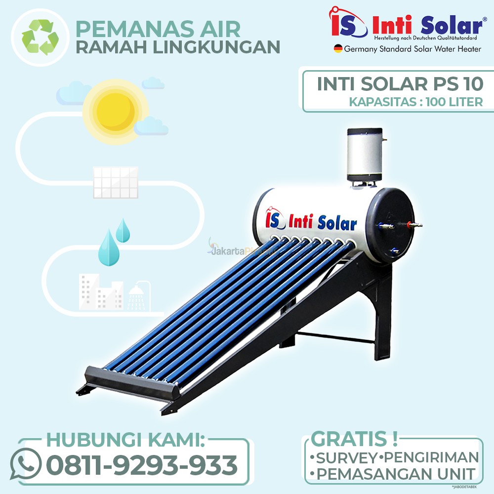 Jual Pemanas Air Tenaga Surya Matahari Intisolar Liter Inti Solar