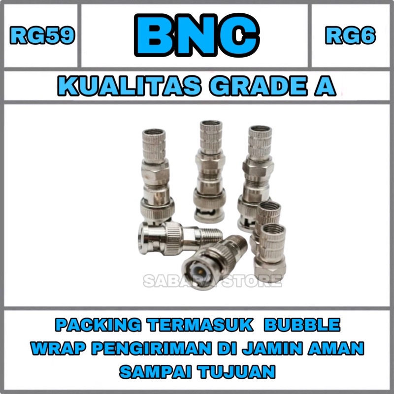 BNC KONEKTOR CAMERA CCTV RG59 / RG6 DRAT TAIWAN ASLI ORIGINAL 100% GRADE A KUALITAS PREMIUM RG 59 6 conector kamera murah