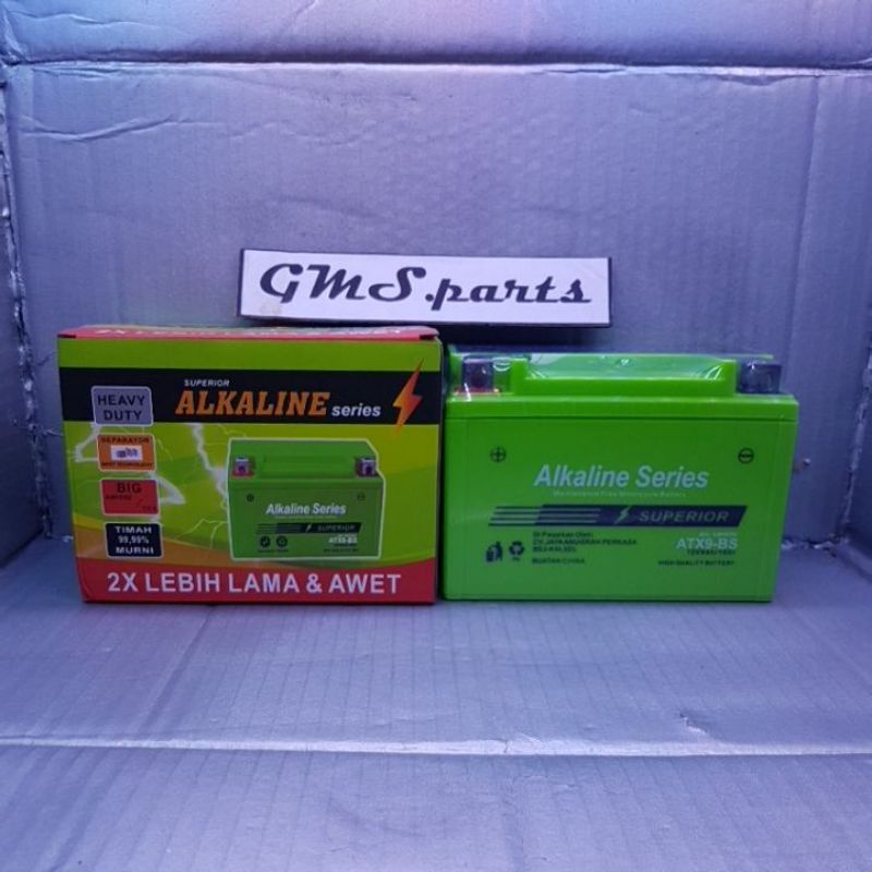 Jual AKI NINJA 250 4T ALKALINE ATX9-BS MF AKI KERING 9 AMPERE | Shopee