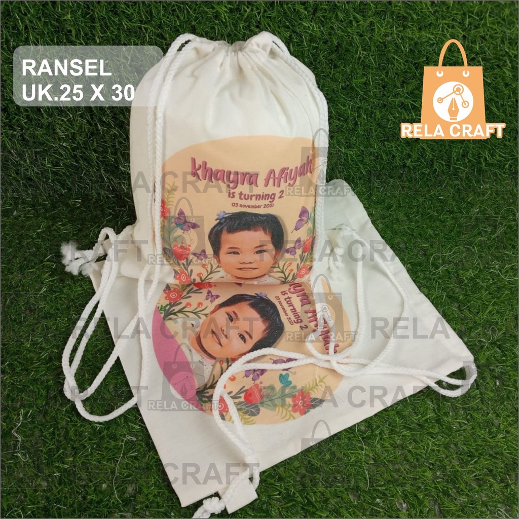 ransel blacu 25x30/totebag blacu/ souvenir ultah/tas ulang tabun/ souvenir custom