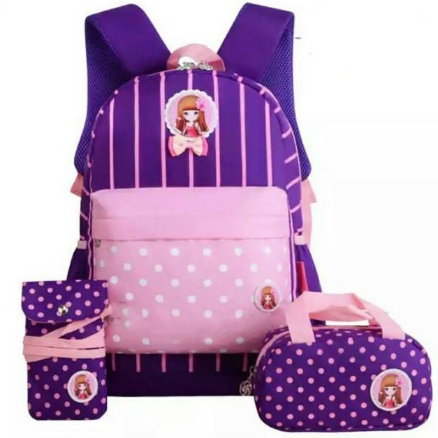 [COD] tas ransel anak wanita motif barbie salur warna warni / tas anak paud/ tas anak tk perempuan