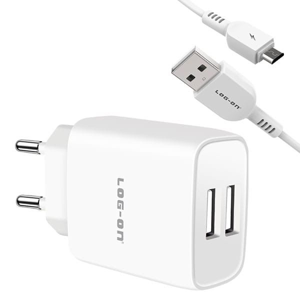 PROMO CHARGER LOGON LO-C31 QUICK CHARGE 2USB 2.4A SMART IC + KABEL MICRO